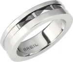 Breil - keraminis Brick žiedas i&scaron; plieno vyrams (eu 21), sidabrinis