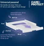 Care+protect universalus tarpinis rėmas su i&scaron;traukiama baze skalbimo ma&scaron;inoms ir džiovyklėms, tinkamas prietaisams, kurių gylis 47&ndash;62 cm, vietą taupantis, baltas, kvadratinis priekis