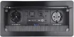 I&scaron;traukiamas lizdas, konferencijų salės stalo multimedijos lizdo maitinimo blokas su įmontuotu lizdu - sidabrinis - 2x schuko - 1x cat6 - 1x usb-c duomenų - 1x hdmi 1x audio stereo lizdas 3.5 mm - 1x usb 3.0