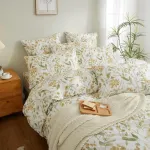 Patalynės komplektas Yasmeng Antklodės užvalkalas 240 x 260 cm gėlės geltonos žalios baltos spalvos gėlių patalynė mink&scaron;tas mikropluo&scaron;tas dvigulis suaugusiems su užtrauktuku su pagalvių užvalkalais 65 x 65 cm