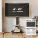 Laikiklis Fitueyes tt206505gb tv staliukas su ratukais / pasukamas / reguliuojamo auk&scaron;čio / 32&ndash;65 colių led lcd / plazminis