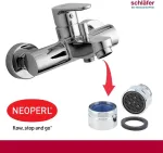 Schl&auml;fer 100018 universalus mai&scaron;ytuvo aeratorius neoperl m28, perlator honeycomb m28x1, apsauginis nuo kalkių mai&scaron;ymo antgalis, aeratoriai, mink&scaron;ta srovė su sandarikliu, 1 vnt.
