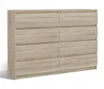 2x Topeshop Komoda su 8 stalčiais Malwa 138x97x40cm, ąžuolo sonoma spalvos