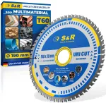 S&r Diskinis pjūklo diskas 190 x 30 mm Fwf dizainas, 60 karbido Hw dantų, universalus daugiafunkcinis pjūklo diskas medienai, 4 mm mažo anglies plieno, spalvotiesiems metalams, plastikui, aliuminiui, universalus pjūklo diskas