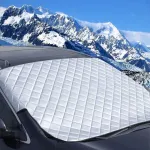 Booshmall priekinio stiklo uždangalas, itin storas priekinio stiklo uždangalas automobiliui, priekinio stiklo uždangalas žiemai, apsauga nuo saulės automobiliui nuo sniego, ledo, &scaron;alčio, dulkių, 150 x 100 cm