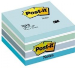 3M Lipnūs lapeliai Post-it Akvarelė kubas, 450 lapelių, 76 x 76 mm, mėlynos ir baltos spalvos derinys