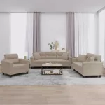 Sofa Sofos komplektas su pagalvėmis, 3 dalių, taupe, audinys