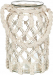 Beliani Lumarko Lampion Glass Makrama 31 Cm Baltoji Jalebi!