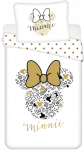 Patalynė bawełniana 140x200 Minnie Gold Mini Myszka 8339 kokardy poszewka 70x90 balta smėlio sp.
