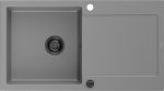 Granitinė virtuvinė plautuvė Mexen Leo su sifonu, Pilkas+Juodas, 900 x 500 mm