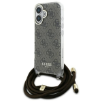 Guess GUHCP16SHC4SEW Apple iPhone 16 6.1' dėklas telefonui rudos spalvos/dėklas telefonui rudos spalvos Crossbody Cord 4G Print