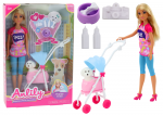 Lean Toys Anlily lėlė su vežimėliu ir &scaron;unimi