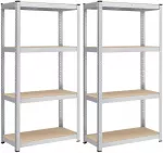 Songmics Didelio atsparumo lentynų rinkinys, 2 reguliuojamos lentynos, sidabrinės spalvos