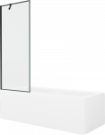 Vonia Mexen Cubik su apdaila ir stiklo sienele, 160x70 cm + 70 cm, Baltas+Juodas frame
