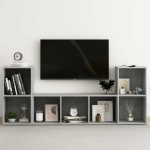 TV staliukas Televizoriaus spintelių komplektas, 3 dalių, betono pilkas, MDP