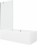 Vonia Mexen Cube su apdaila ir stiklo sienele, 170x80 cm + 90 cm, Baltas+Chrome/Transparent