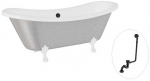 Vonia Besco Amelia Glam 190, Sidabrinis+Baltas, su sifonu su persipylimu Klik-klak Juodas