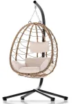 Juskys Kabantis kiau&scaron;inio formos krėslas Aria su stoveliu 95x95x196 cm tamsiai pilkas