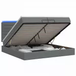 Otmana lova su matracsu ir LED Tamsiai pilka 200 x 200 cm