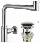 Sifonas Alca plast 22943 / AKCES / Praustuvo pussifonis AXUS LUX &ndash; taupantis vietą, dekoratyvus, chromuotas /