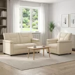Sofa Sofos komplektas 2 vnt. Kreminė Dirbtinė oda