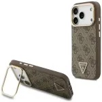 Dėklas Guess 4G PU Triangle Logo & Stand Camera Magsafe do iPhone 18 Pro / 17 Pro ruda