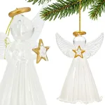 SASKA GIFT AND DECOR Grawerkowo Bombka szklana form&oacute;wka anioł 14CM Saska Gift & Decor