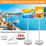 Vaiigo Din A4 plakato stovas, reguliuojamo auk&scaron;čio informacinis stovas, tvirtas stovas, ekspozicinis stovas horizontaliam ir vertikaliam naudojimui, reklaminis stovas biurui ir parduotuvei, klientų stabdiklis (a4, sidabrinis)