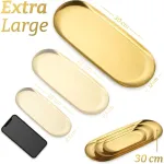 Ecooe Auksinė lėk&scaron;tė, itin didelė 30 x 12 cm nerūdijančio plieno auksinė serviravimo lėk&scaron;tė, serviravimo padėklai, dekoracija kosmetikai, desertams, žvakėms (2 vnt.)