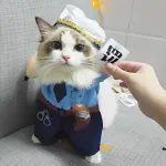 Naminių gyvūnėlių kostiumas, kostiumas katėms, &scaron;uns kostiumas, Helovino policijos kostiumai, &scaron;uns siaubingi drabužiai, katės cosplay kostiumas su kepure, politikos uniforma, juokingas apranga vakarėliui, Kalėdoms, Velykų renginiui (m)