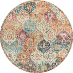 Kyaoayo apvalus kilimas, vintažinis boho stilius, skalbiamas trumpo plauko, neslystantis, skirtas valgomajam, miegamajam, vidaus ir lauko erdvėms, modernus mandalos ra&scaron;tas (oranžinis, skersmuo 160 cm)