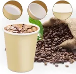 Masphy 240 ml (8 oz) vienkartiniai popieriniai puodeliai, 100 vnt., popieriniai puodeliai kavai, 8 oz popieriniai puodeliai kar&scaron;tai arbatai, puodeliai kar&scaron;tiems/&scaron;altiems gėrimams vakarėliams, kelionėms ir renginiams (khaki spalvos)