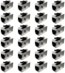 Deleycon 24x Cat6a Keystone modulis, jungiamojo kabelio jungtis, ekranuota 2x Rj45 lizdo tinklo jungiamojo skydelio Keystone laikiklio ilgiklis