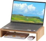 Laikiklis Medinis monitoriaus stovas su laikymo vieta, 39 cm