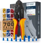 Baurix&reg; replės užspaudimui su 700 vnt. kabelių antgalių rinkiniu, replės kabelių antgaliams 0,50&ndash;6,00 mm&sup2; kabelių movoms, replės kabelių antgaliams