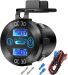 12 V Usb aliumininis automobilinis įkroviklio lizdas Pd3.0 Type C ir dvigubas Quick Charge 3.0 Usb prievadas, daugkartiniai vandeniui atsparūs 12 V Usb lizdai su jutikliniu jungikliu, saugiklio kabelių rinkinys automobiliui, valčiai, jachtai, Rv, mot ...