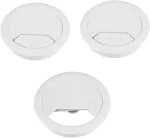 3 x kabelio įvorė stalui, kabelio praėjimas 60 mm stalui, kabelio kreiptuvas įstumiamai kabelių dėžutei, nerūdijančio plieno baltai dažyta 60 mm, stalams, biurams ir stalvir&scaron;iams