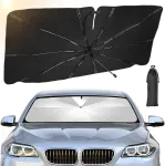 Bitoyo apsauga nuo saulės automobilio priekinis stiklas 135 x 73 cm, apsauga nuo saulės automobilio priekinis stiklas vidaus, apsauga nuo uv spindulių priekinio stiklo skydelis nuo saulės, sulankstomas priekinio stiklo dangtis, skėtis daugumai automo ...