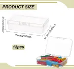 Benecreat 12 vnt stačiakampių pp plastikinių konteinerių dėžučių, 7.5 x 5 x 2 cm didelė karoliukų laikymo dėžutė, dulkėms atsparus dėklas su atverčiamu dangteliu kortelėms, karoliukams ir rankdarbių reikmenims