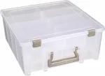 Artbin 6990so Super Satchel Double Deep dėžutė su nuimamais skyrikliais, didelė ne&scaron;iojama meno ir amatų laikymo dėžutė su rankena, skaidri/aukso spalvos