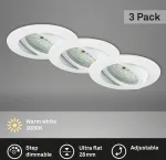 Lubinis &scaron;viestuvas Briloner Leuchten &ndash; led įleidžiami &scaron;viestuvai, 3 vnt. rinkinys, pritemdomi lubiniai &scaron;viestuvai, led modulis pasukamas, kiekvienas 6,5 w, 570 liumenų kiekvienas, 3 000 kelvinų, ip23, balti, 82 x 28 mm (skersmuo x auk&scaron;tis)