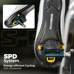 Rockbros Click Spd pedalai, plento dviračio pedalai pagaminti i&scaron; aliuminio lydinio su reguliuojamu įtempimu, sandarūs guoliai, chromo-molibdeno a&scaron;is, trinkeles įtrauktos, patvarūs, neslystantys, skirti plento ir treniruotėms