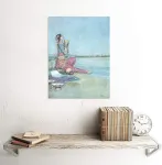 Wee Mėlyna Coo paveikslai moteris jūra paplūdimys arabi&scaron;kas iliustracija robinson song angli&scaron;kas 30 x 40 cm dailės spaudinys meno plakatas spalvotas moteris paplūdimys angli&scaron;kas meno spaudinys