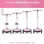 Wheelive 2-in-1 vaiki&scaron;kas paspirtukas su nuimama sėdyne, 4 auk&scaron;čio reguliavimo ir sulankstomas dizainas, paspirtukas vaikams, skirtas sėdėti arba stovėti, su 3 led ratais, skirtas berniukams ir mergaitėms nuo 2 iki 8 metų