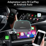 Automagnetola 2 in 1 belaidis carplay adapteris ir belaidis adapteris android automobiliui, konvertuoja laidinį adapterį į carplay/android auto, belaidis laidiniam carplay, automobiliams nuo 2016 m. (tamsiai pilkas)