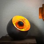 Zeya stalinė lempa, juoda vario spalvos metalas, skersmuo 23 cm, rustikinė grindų lempa, apvalus dekoratyvinis &scaron;viestuvas, juodas industrinis ir retro stilius, E27 lizdas, maks. 40 W, patraukli dovana gimtadieniui