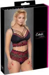 Cottelli Curves Bra and Briefs juodas/red 4XL