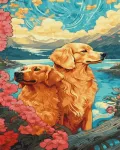 SuperColor Tapyba Pagal Skaičius: &bdquo;Auksaspalviai retriveriai prie ežero&ldquo; 40x50 cm
