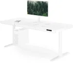 Stalas Jan Nowak Elektrinis sit-stand su stalčiumi ir belaidžiu Qi įkrovikliu, baltas, 1600 mm: ELLIS (5907367514773)