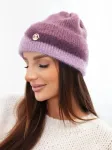 Moteri&scaron;ka rumbuota beanie kepurė su dekoru, tamsiai rožinės ir violetinės spalvos